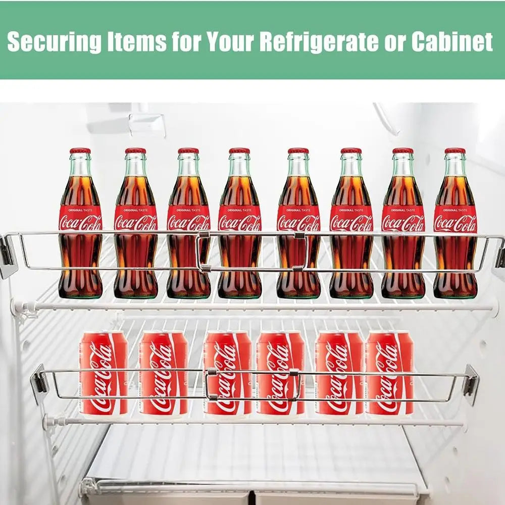 RV Refrigerator Bar Stainless Steel Adjustable Fridge Tension Rod Holds Food and Drinks in Place,Tension-Style 12.3-22.4"