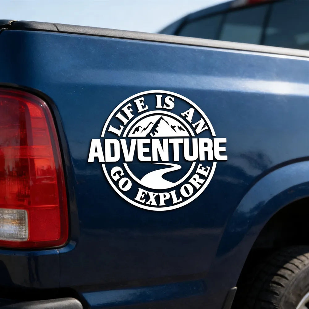 Life Is An Adventure window glass sticker camping RV off-road adventure motorcycle personalized latte art decorative Car sticker