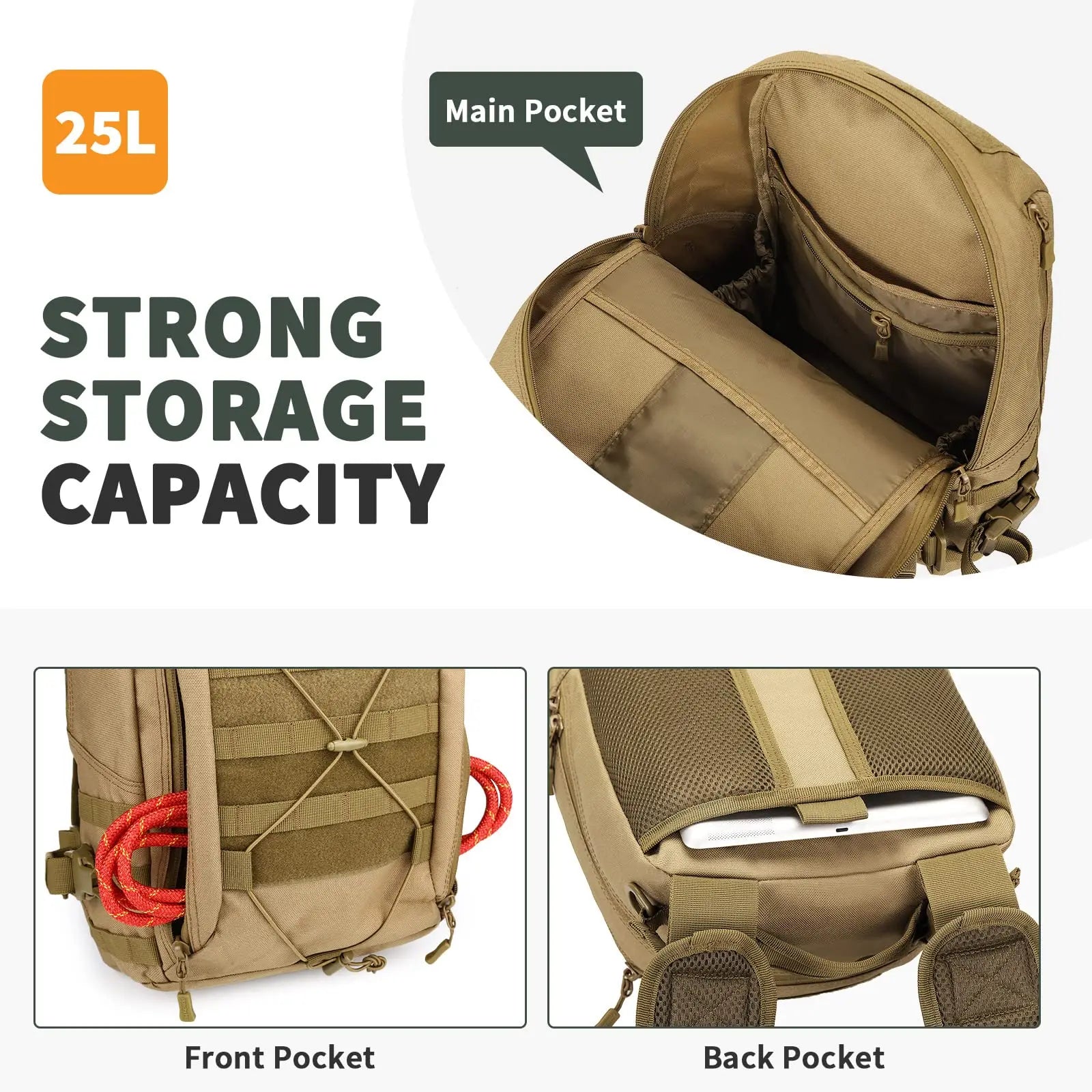 Tactical Backpack MOLLE System Hiking Rucksack