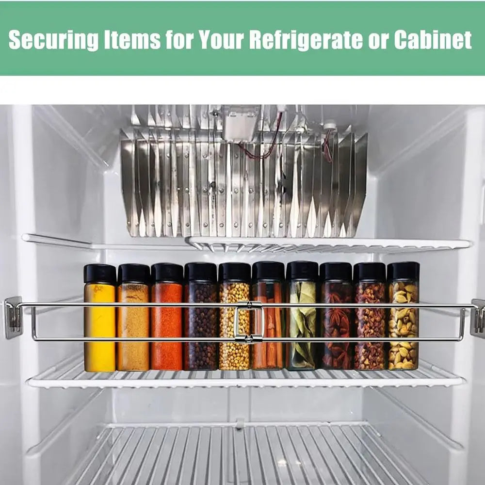 RV Refrigerator Bar Stainless Steel Adjustable Fridge Tension Rod Holds Food and Drinks in Place,Tension-Style 12.3-22.4"