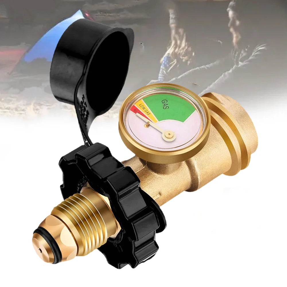 Brass Propane Tank Gauge Adapter Propane Tank Gauge Level Indicator for RV Camper Propane Heater Fire Pit Gas Grill
