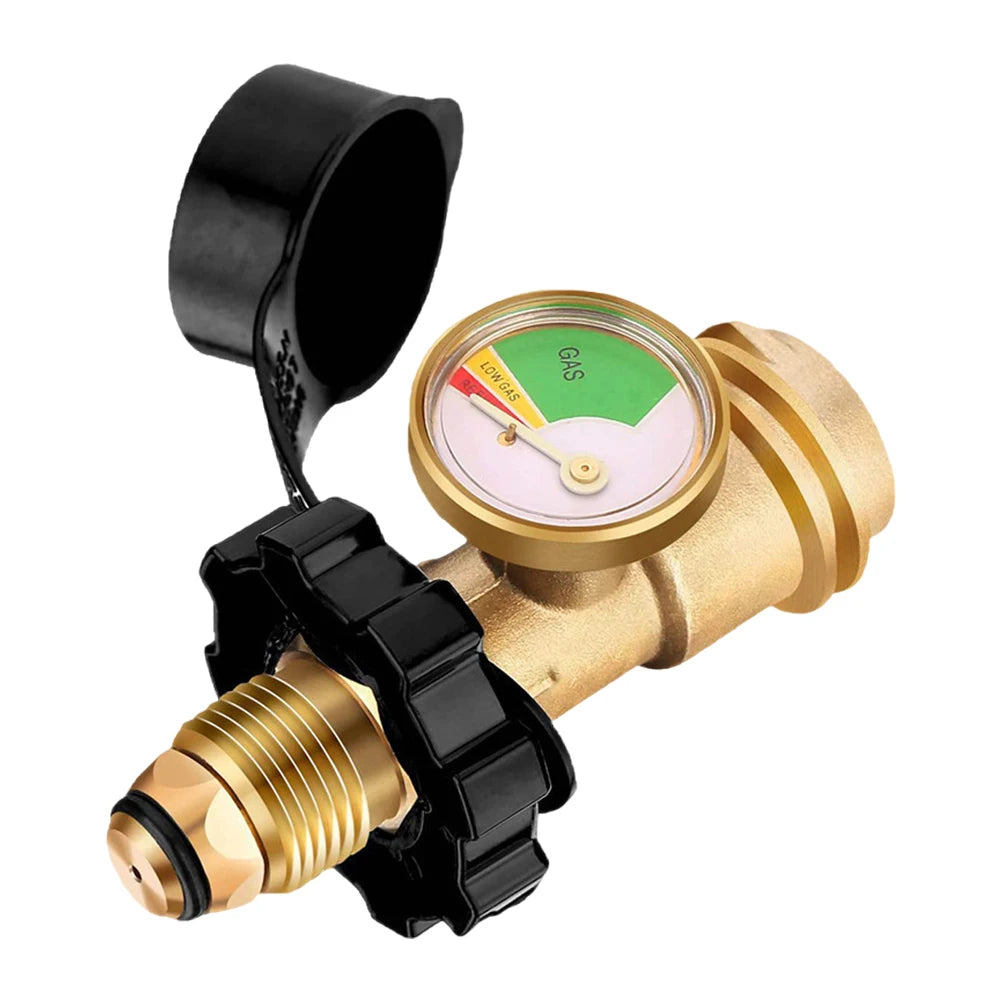 Brass Propane Tank Gauge Adapter Propane Tank Gauge Level Indicator for RV Camper Propane Heater Fire Pit Gas Grill