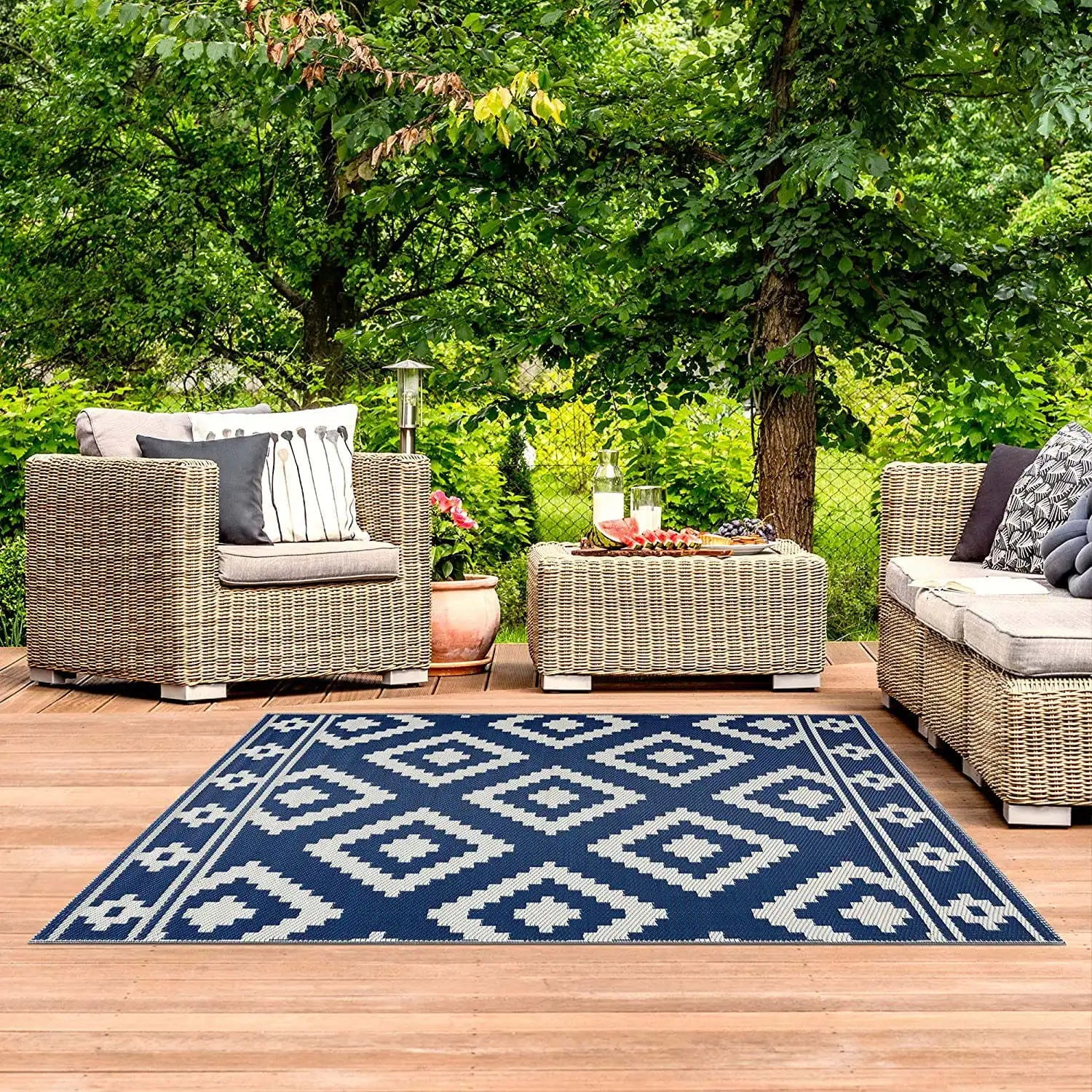 VIKAMA Summer Outdoor Camping Picnic Blanket RV Picnic Beach, Swimming Pool, Balcony Grey Checkered Carpet Home Decoration