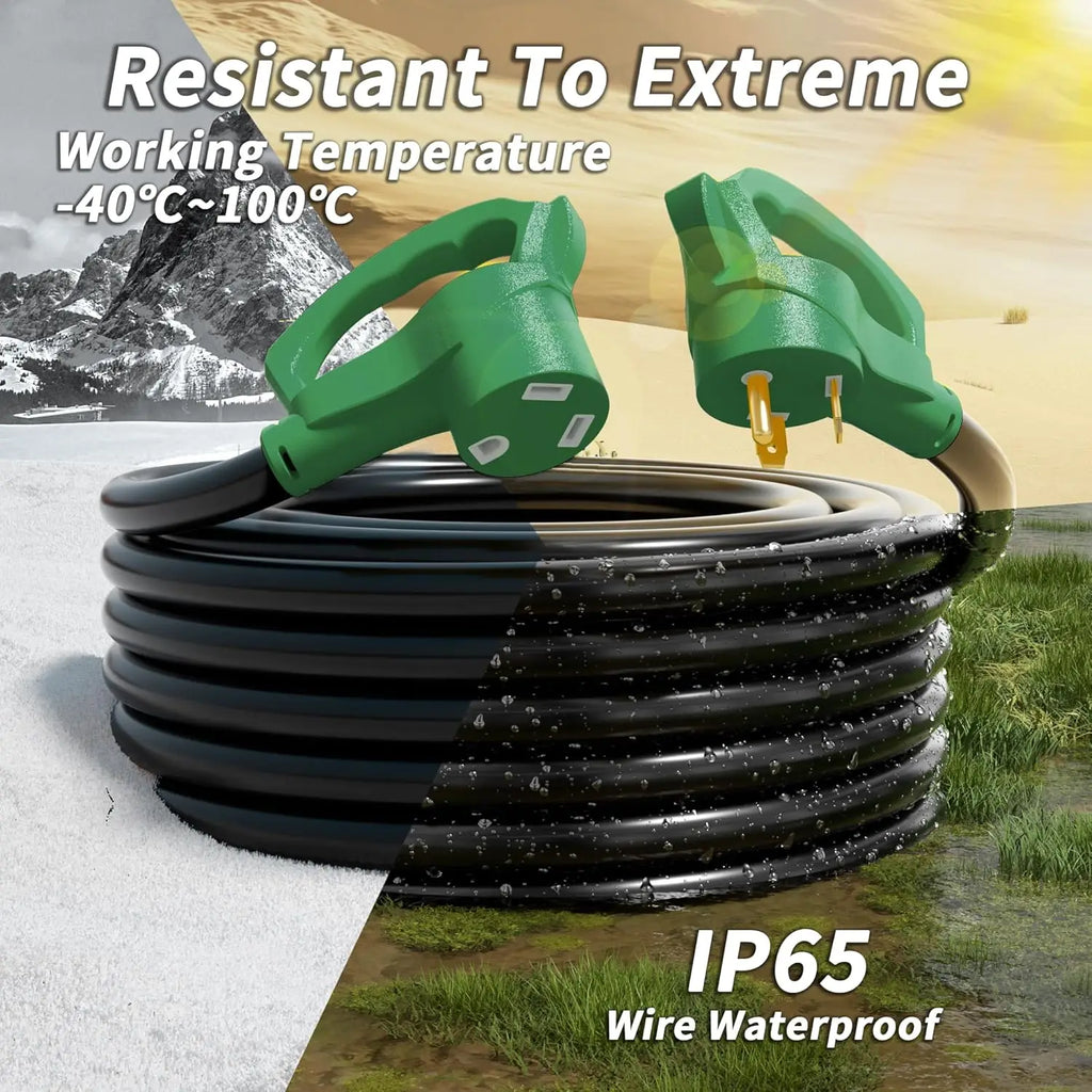 100 FT 30 Amp RV Extension Cord Outdoor with Grip Handle, Flexible Heavy Duty 10/3 Gauge STW RV Power Cord Waterproof