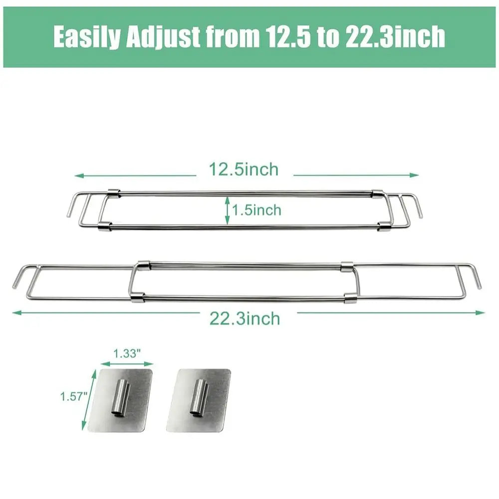 RV Refrigerator Bar Stainless Steel Adjustable Fridge Tension Rod Holds Food and Drinks in Place,Tension-Style 12.3-22.4"