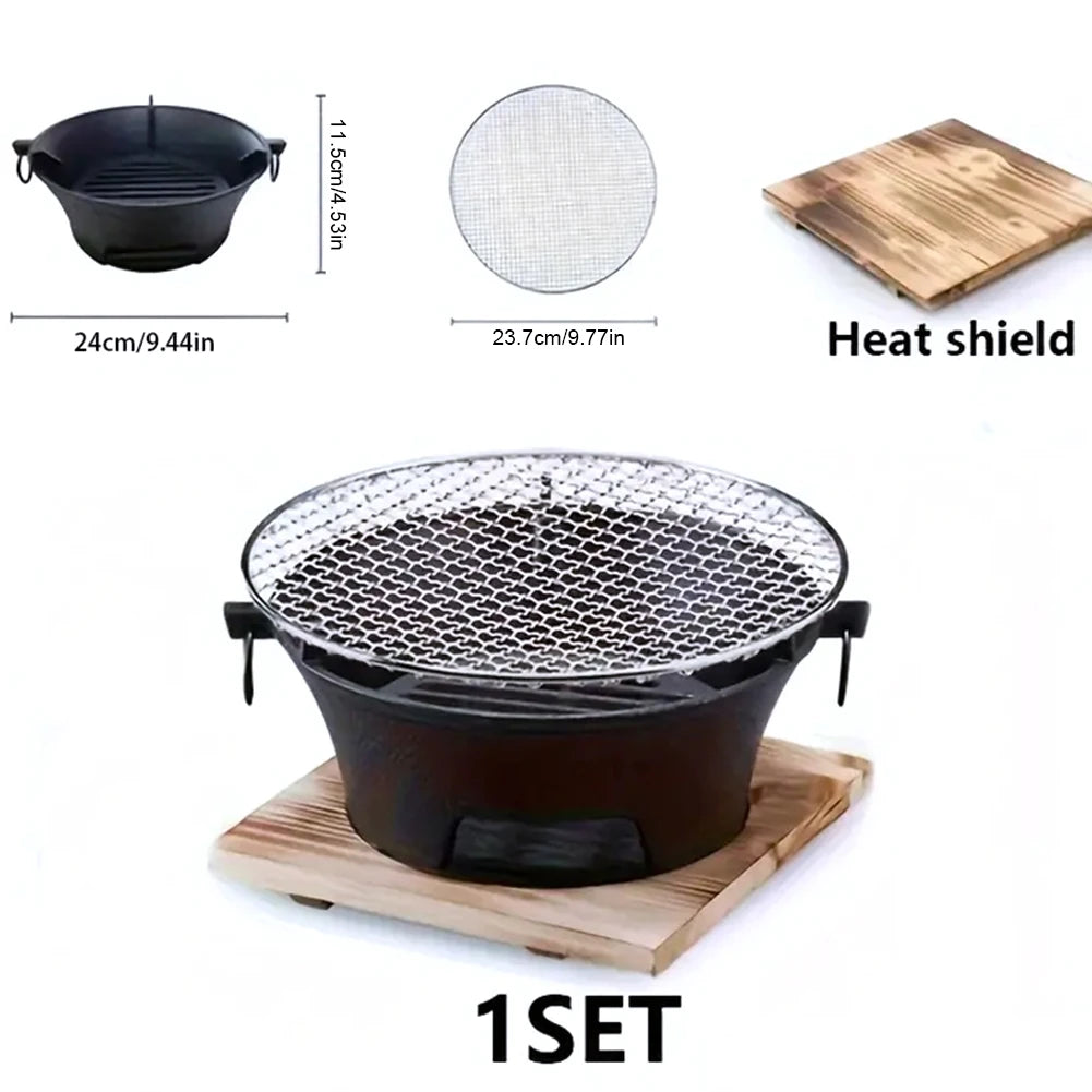 Tabletop Cast Iron Charcoal Barbecue Grill