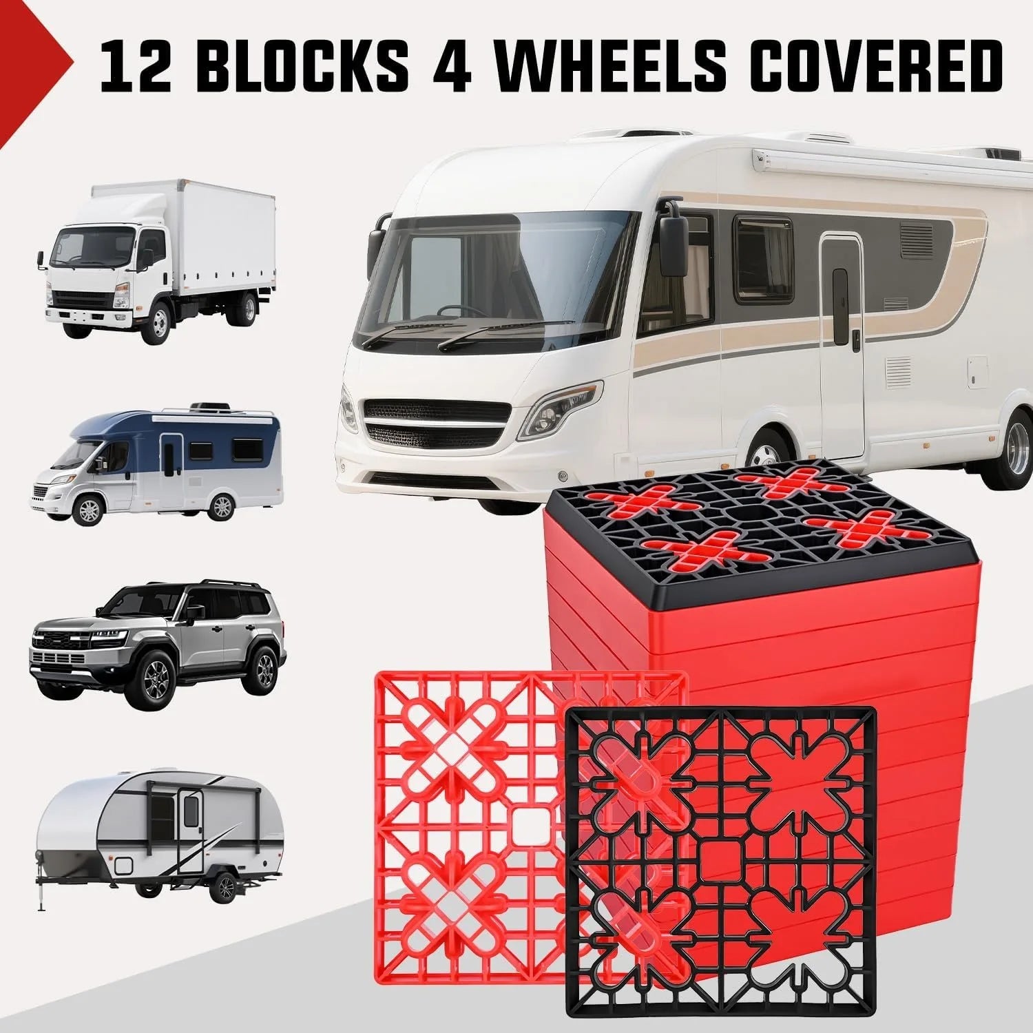 RV Leveling Blocks 12 Pack Interlocking Design