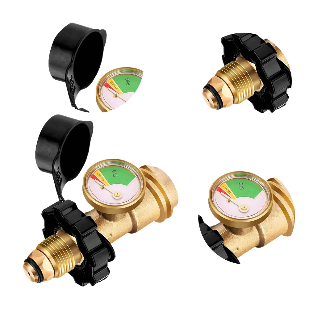 Brass Propane Tank Gauge Adapter Propane Tank Gauge Level Indicator for RV Camper Propane Heater Fire Pit Gas Grill
