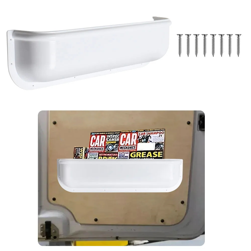 1/2PCS Camper Van Caravan White Storage Pocket Shelf Racking Universal Fit for RV Tools Barn Door with Fitting Screws UK