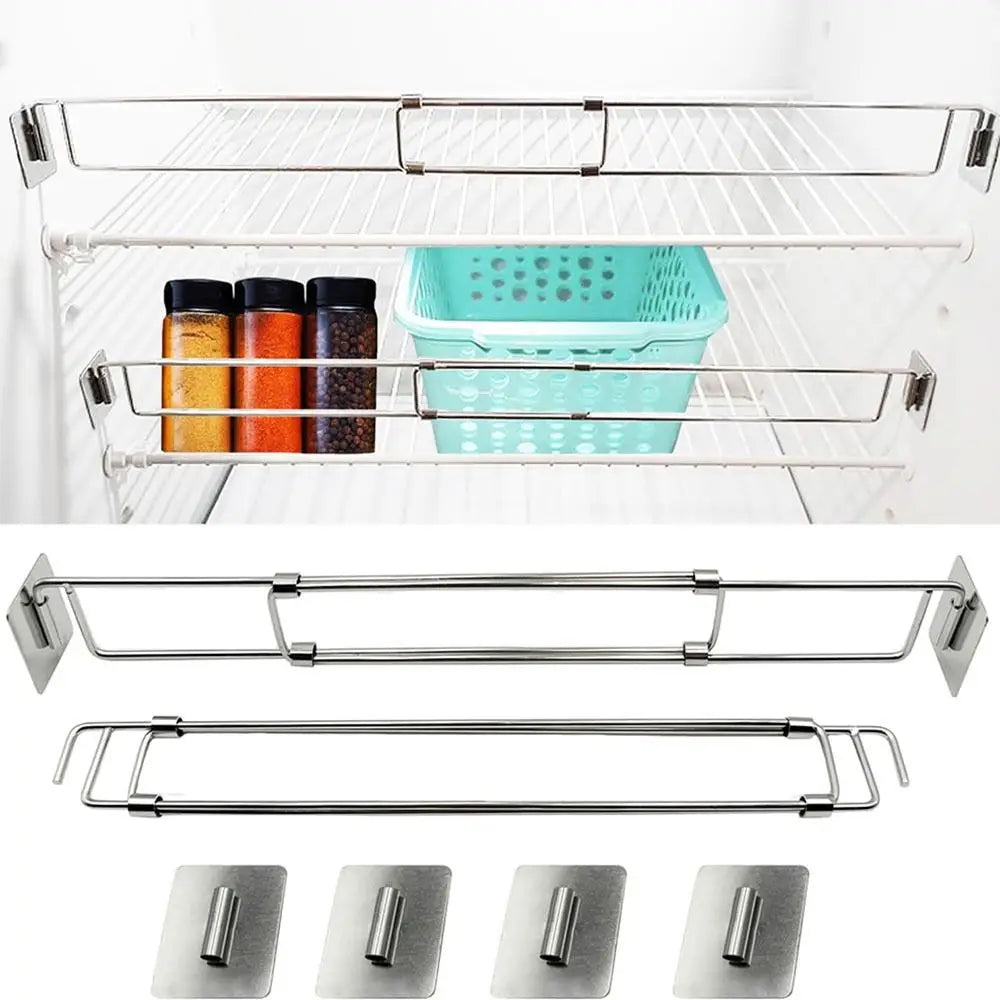 RV Refrigerator Bar Stainless Steel Adjustable Fridge Tension Rod Holds Food and Drinks in Place,Tension-Style 12.3-22.4"