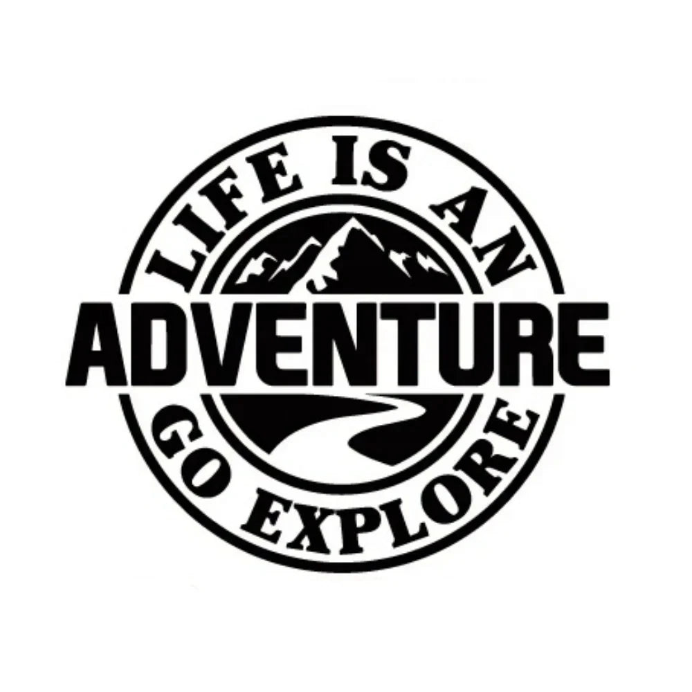 Life Is An Adventure window glass sticker camping RV off-road adventure motorcycle personalized latte art decorative Car sticker