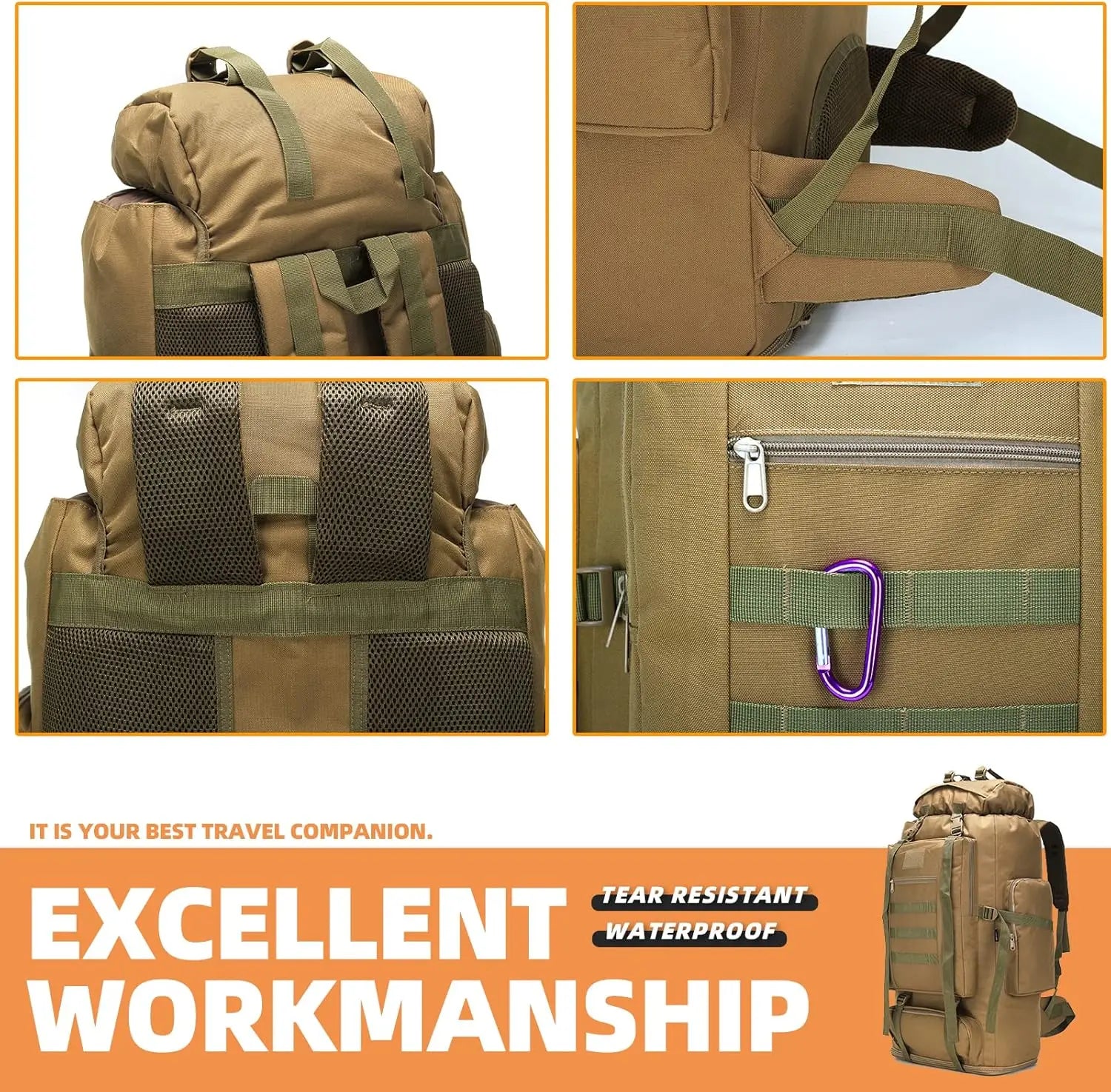 Hiking Camping  Waterproof Backpack with MOLLE System
