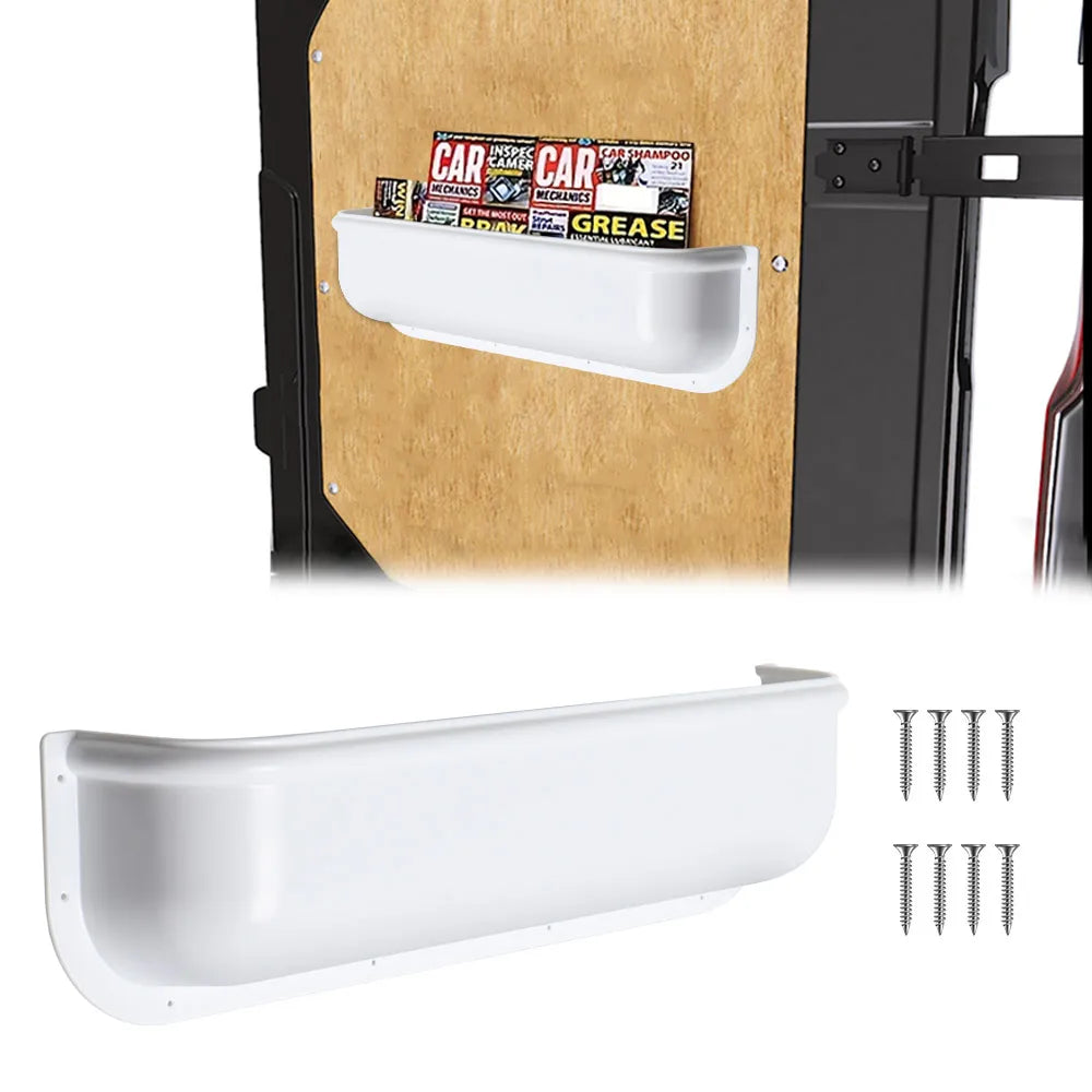 1/2PCS Camper Van Caravan White Storage Pocket Shelf Racking Universal Fit for RV Tools Barn Door with Fitting Screws UK