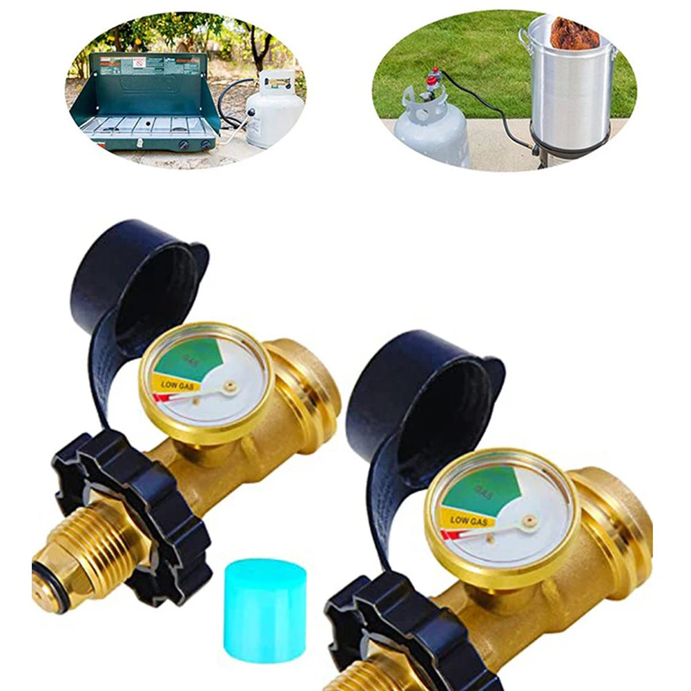 Brass Propane Tank Gauge Adapter Propane Tank Gauge Level Indicator for RV Camper Propane Heater Fire Pit Gas Grill