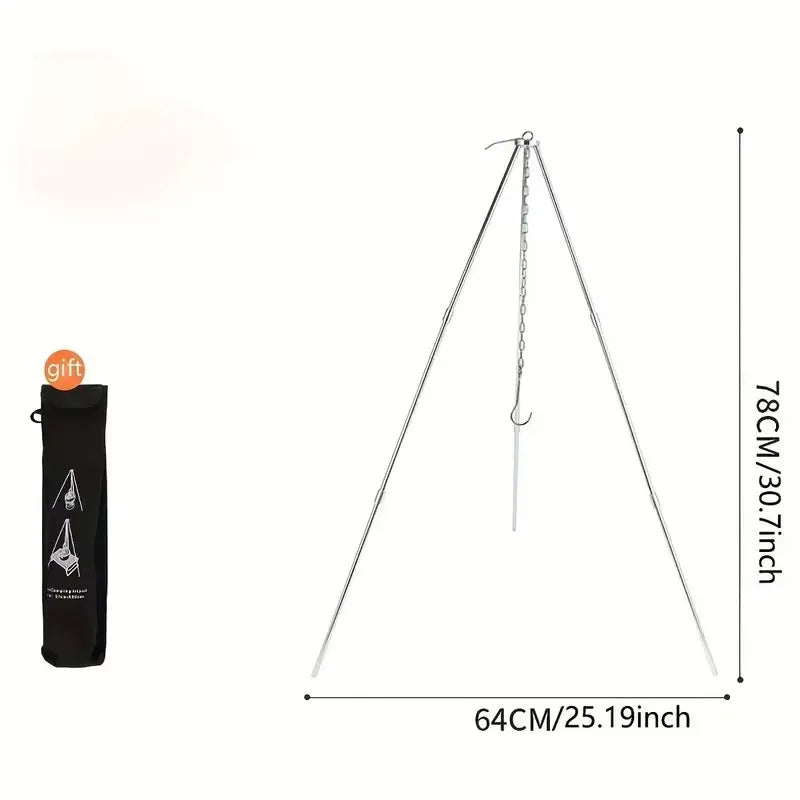 Campfire Cooking Tripod Aluminum Alloy Stable Pot Stand Compact Lightweight Easy Carry for Outdoor Camping Hiking Picnic Gear