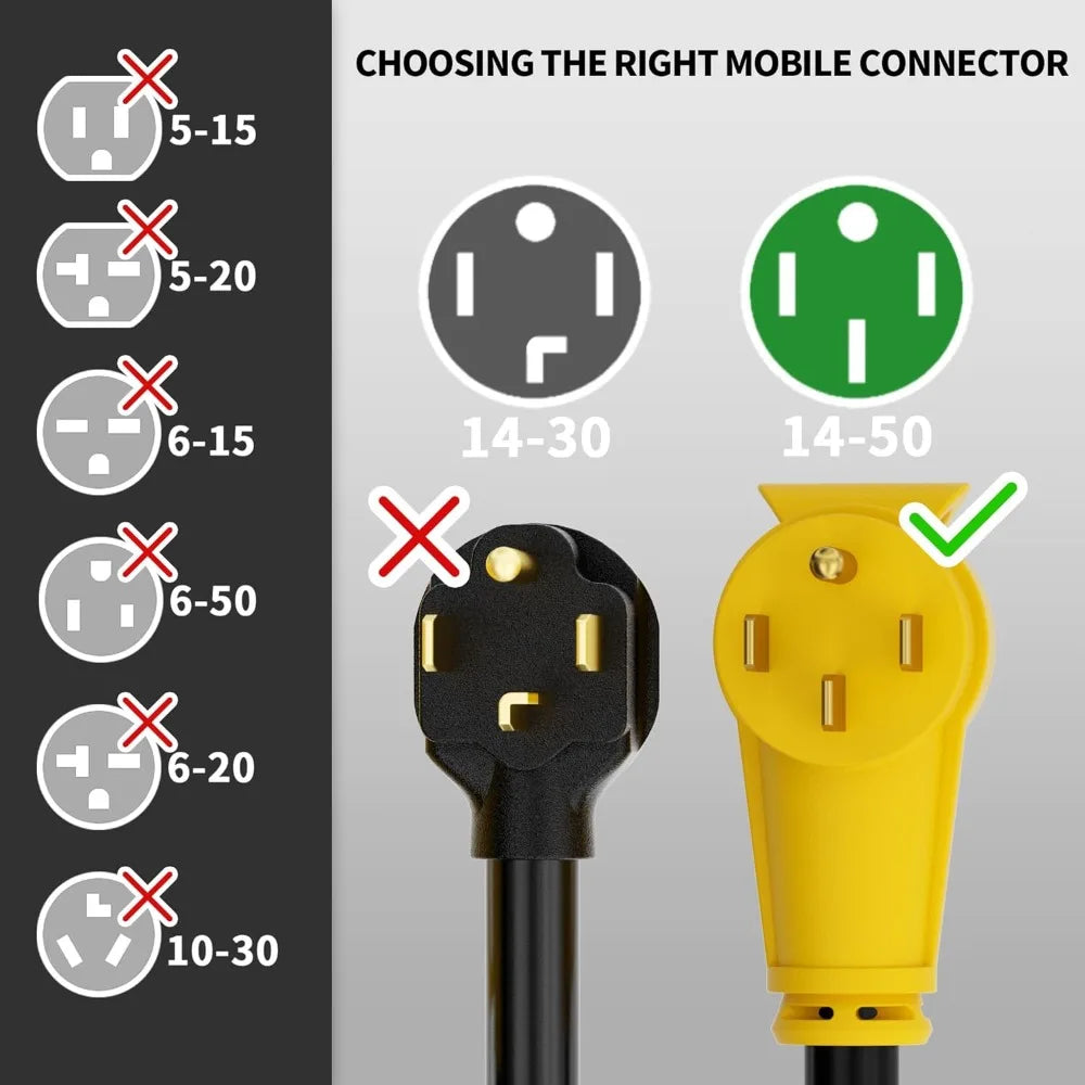US Shipping NEMA 14-50P to NEMA 14-50R 25FT Extension Cord 50 Amp Heavy Duty RV EV Power Cable Outdoor Waterproof Flexible