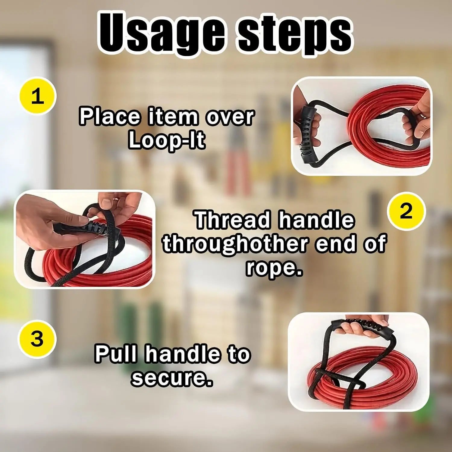 Extension Cord Organizer, Multipurpose Heavy-Duty Storage Strap With Handle, Fit Garages, RV And Boat Storage And Organization