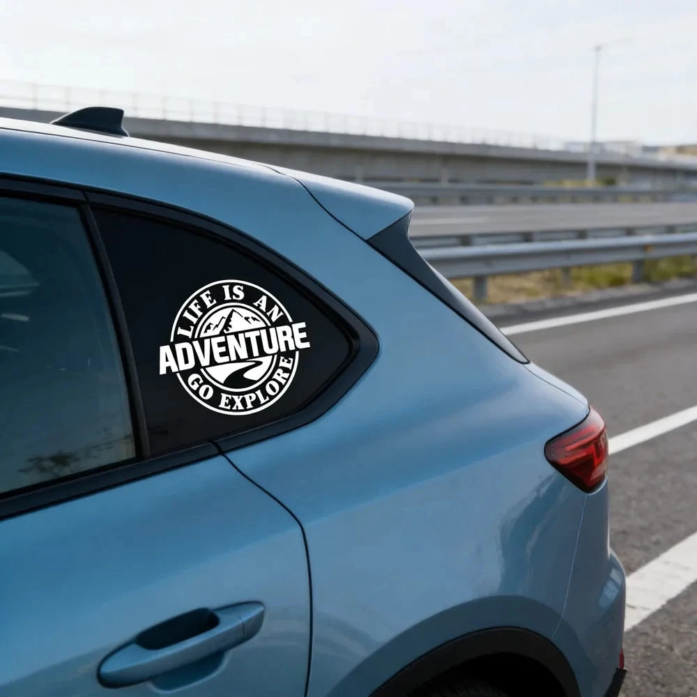 Life Is An Adventure window glass sticker camping RV off-road adventure motorcycle personalized latte art decorative Car sticker