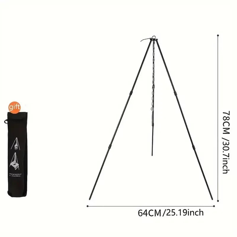 Campfire Cooking Tripod Aluminum Alloy Stable Pot Stand Compact Lightweight Easy Carry for Outdoor Camping Hiking Picnic Gear