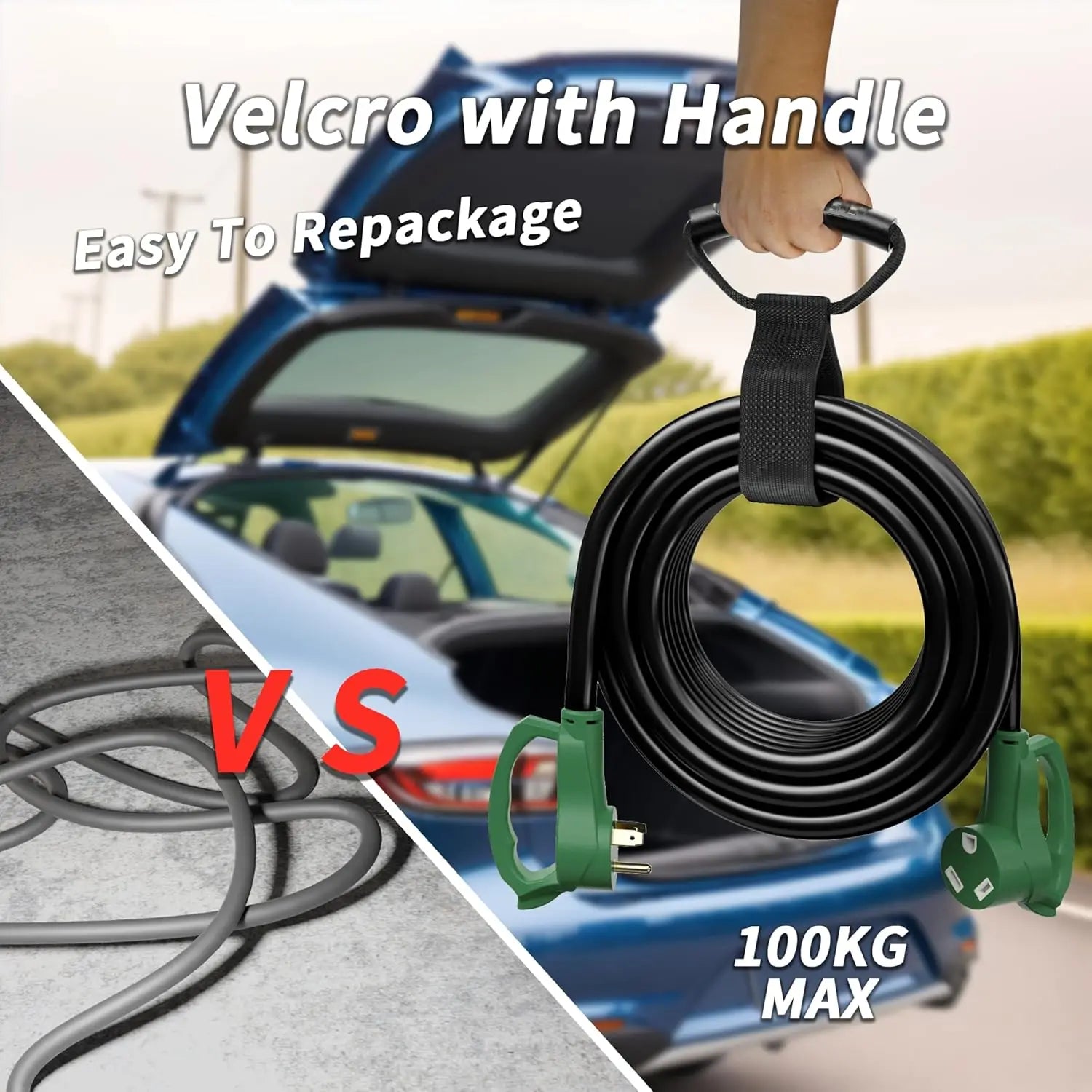 100 FT 30 Amp RV Extension Cord Outdoor with Grip Handle, Flexible Heavy Duty 10/3 Gauge STW RV Power Cord Waterproof