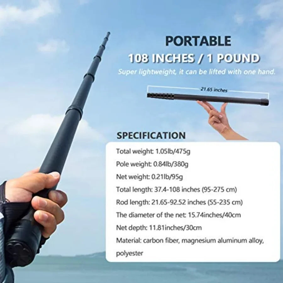 Fishing Net: Carbon Fiber Telescoping Handle