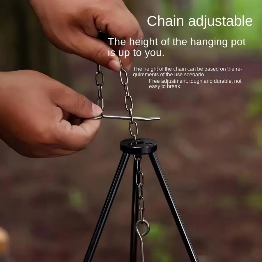 Campfire Cooking Tripod Aluminum Alloy Stable Pot Stand Compact Lightweight Easy Carry for Outdoor Camping Hiking Picnic Gear