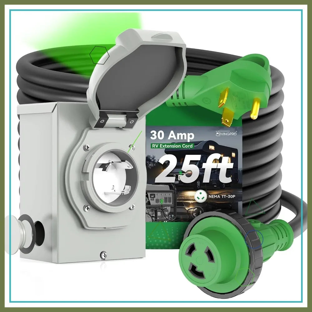 30 Amp Inlet Box & Extension Cord