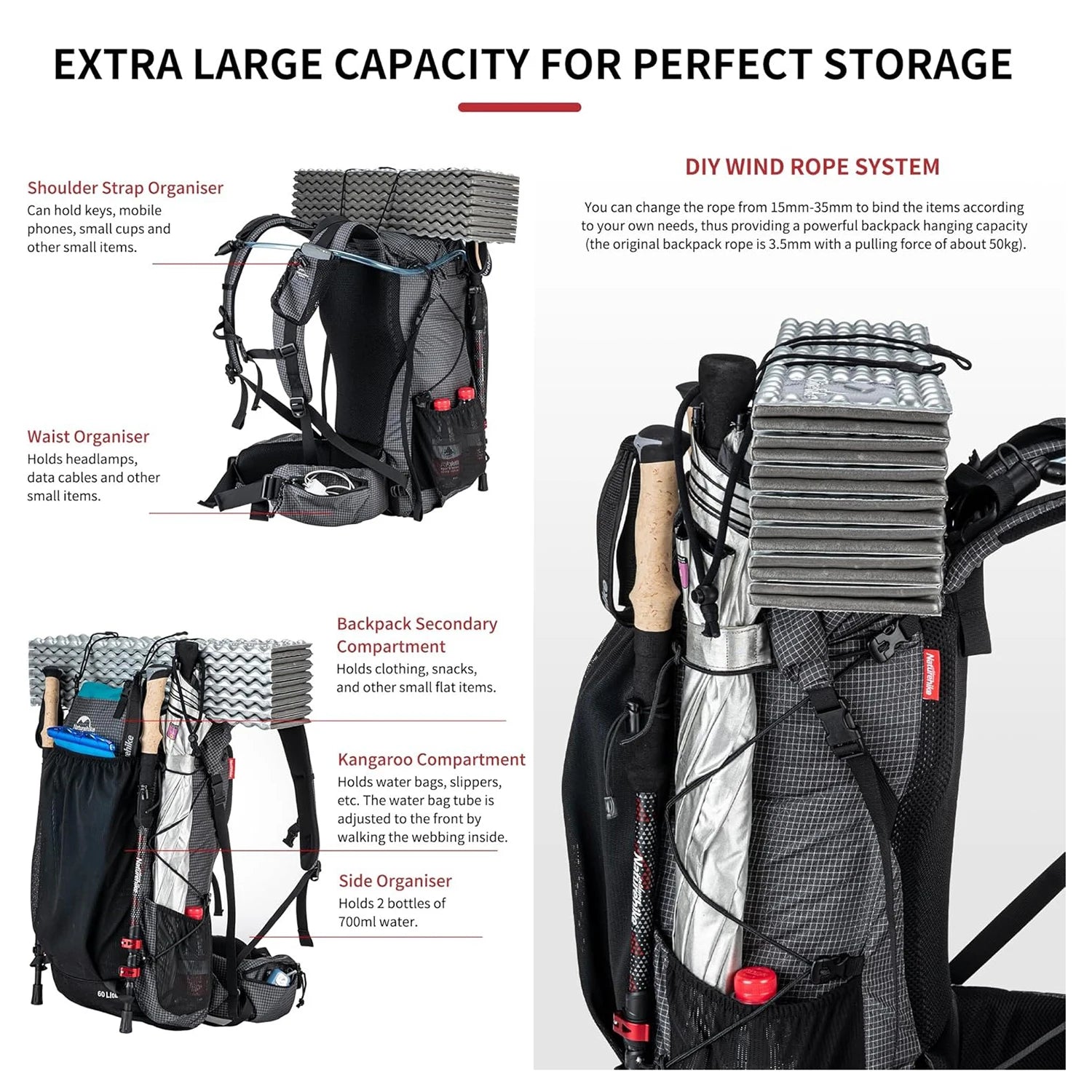 Naturehike Waterproof  Outdoor Mountain Backpack