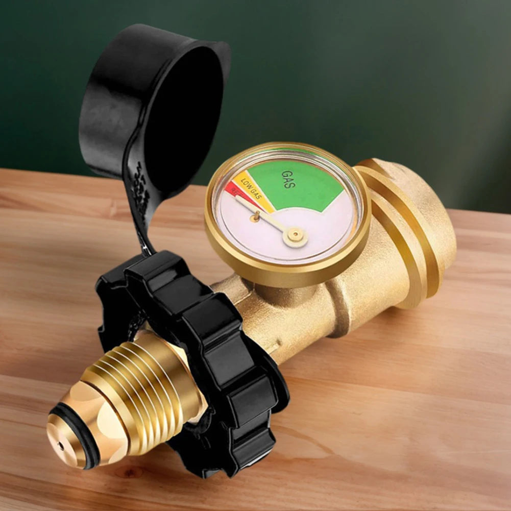 Brass Propane Tank Gauge Adapter Propane Tank Gauge Level Indicator for RV Camper Propane Heater Fire Pit Gas Grill