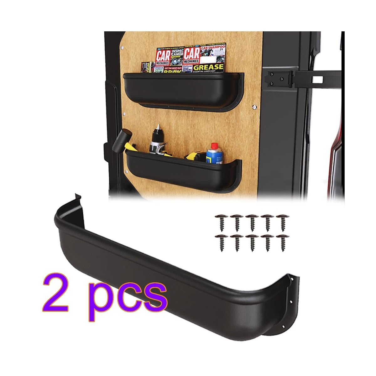 1/2PCS Camper Van Caravan White Storage Pocket Shelf Racking Universal Fit for RV Tools Barn Door with Fitting Screws UK