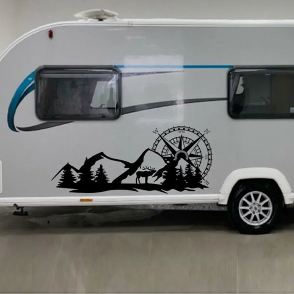 Forest Mountain Graphics Car Stickers For Motorhome Horsebox Caravan RV Camper Van Body Decor Vinyl Decals Accessories