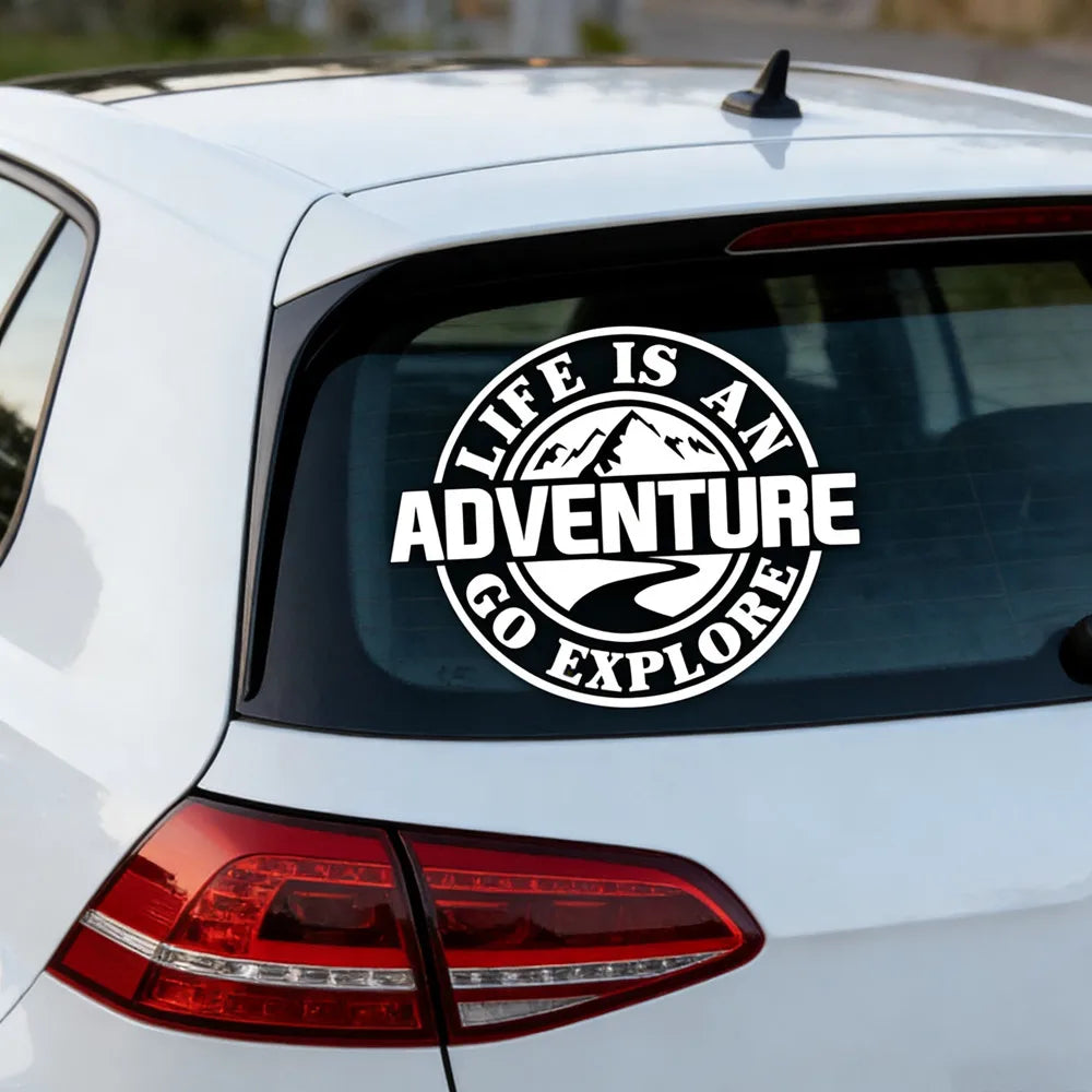 Life Is An Adventure window glass sticker camping RV off-road adventure motorcycle personalized latte art decorative Car sticker