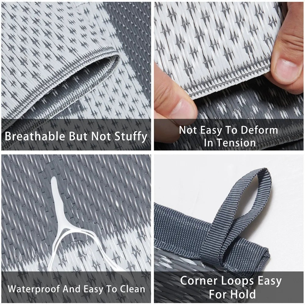 PP Plastic Tube Outdoor Carpet for Patio Leaves Woven Foldable Picnic Mats Waterproof Rug for Motorhome Summer Beach Carpets