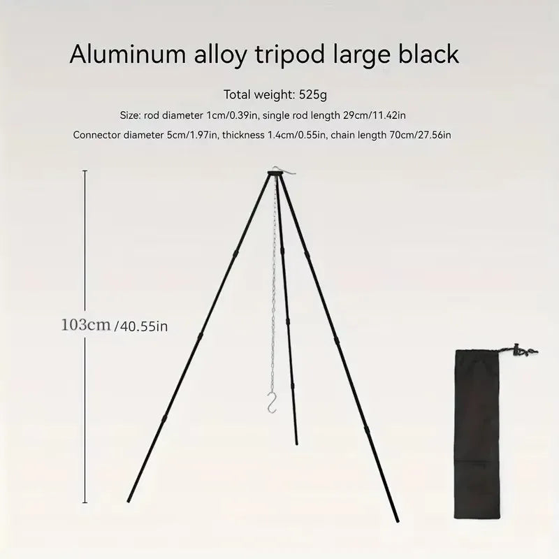 Campfire Cooking Tripod Aluminum Alloy Stable Pot Stand Compact Lightweight Easy Carry for Outdoor Camping Hiking Picnic Gear