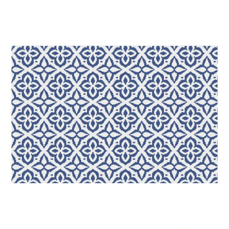 Large Outdoor Carpet for Patio Reuse Motorhome Patio Rugs Foldable Portable Summer Waterproof PP Tube Woven Beach Floor Mat Blue