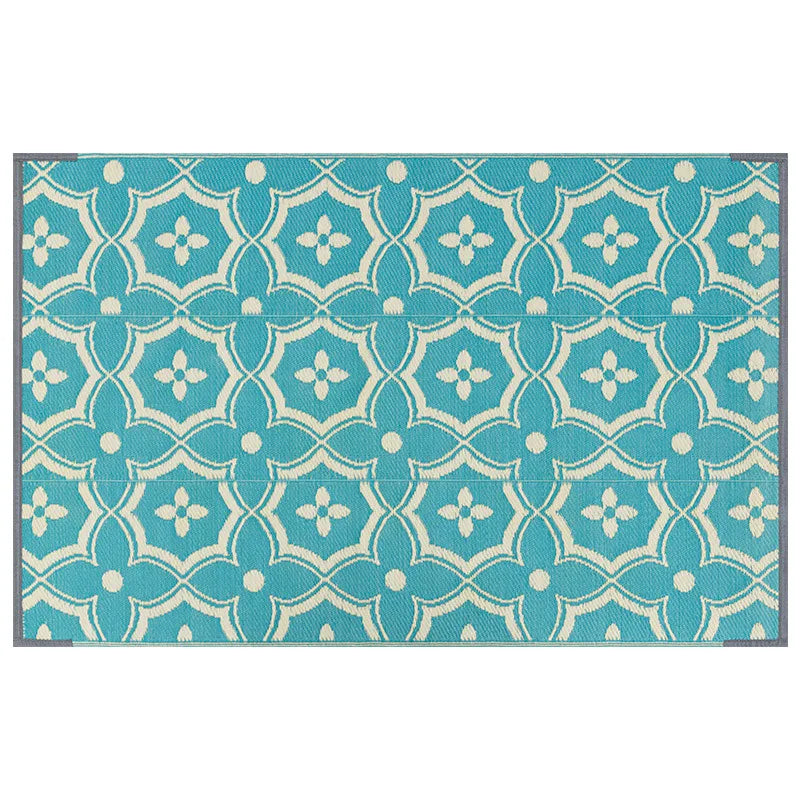 Large Outdoor Carpet for Patio Reuse Motorhome Patio Rugs Foldable Portable Summer Waterproof PP Tube Woven Beach Floor Mat Blue